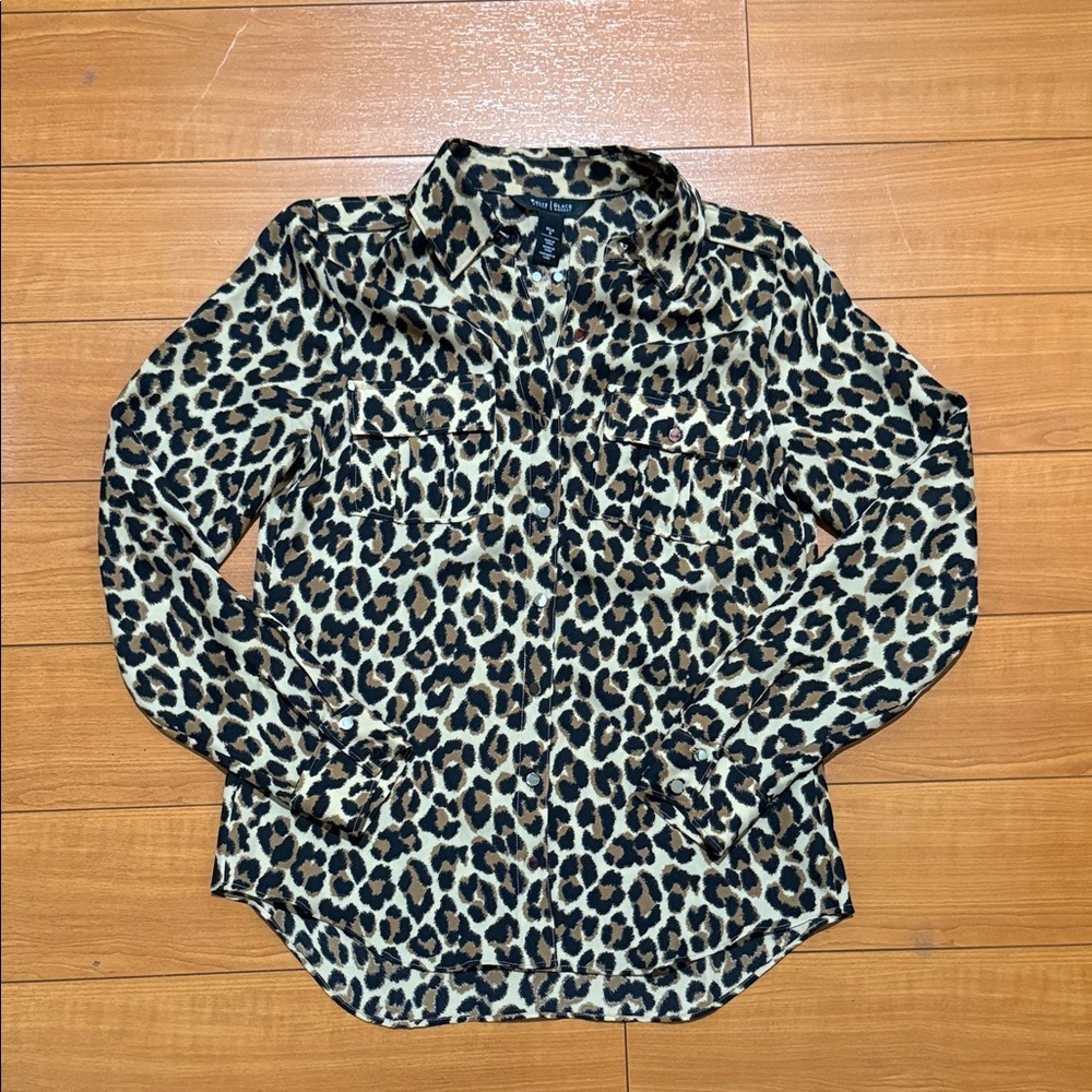 White House, Black market Leopard Print Button-Up Shirt
